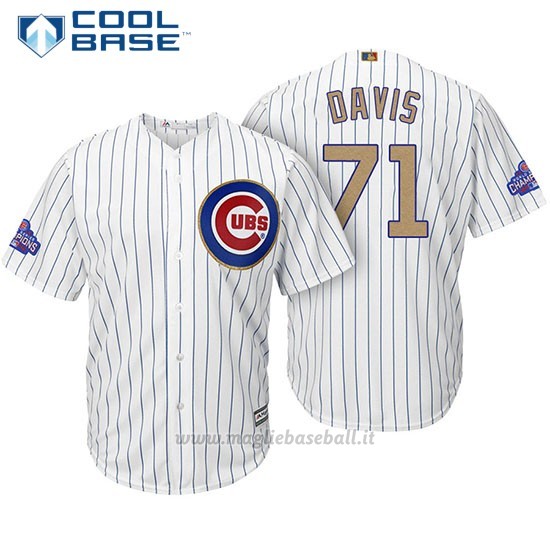 Maglia Baseball Uomo Chicago Cubs 71 Wade Davis Bianco Or Program Cool Base
